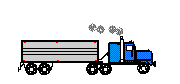 gif animation blue sleeper cab truck with covered trailer