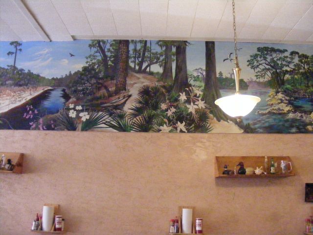 Suwannee River mural on a March near Running Springs and Manatee Springs..